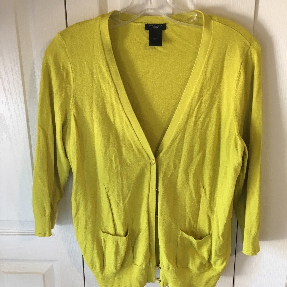 Greenish yellow button up cardigan